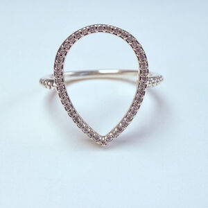 Pandora Teardrop Silhouette Cubic Zirconia CZ Sterling Silver 925 Ring 196253CZ